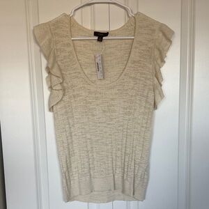 J. Crew Beige Ruffle Sleeve Top